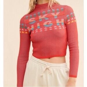 NWT BDG Urban Outfitters Shauna Jacquard Sweater Top Sky High Size Xs